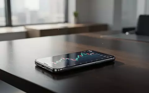 Ein Smartphone mit einem digitalen Marktdiagramm liegt auf einem dunklen Bürotisch in einer professionellen Umgebung. - Foto: über boerse-global.de