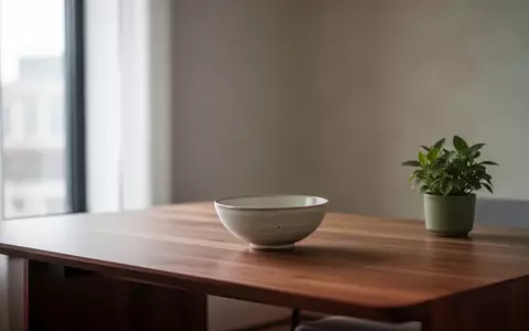 Ein minimalistisch eingerichteter Raum mit einem leeren Schreibtisch, einer kleinen Pflanze und weichem Tageslicht. - Foto: über boerse-global.de