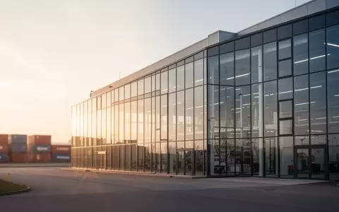 Moderne Industriefassade eines Fertigungsbetriebs bei Sonnenuntergang als Symbol für die deutsche Wirtschaftskraft. - Foto: über boerse-global.de