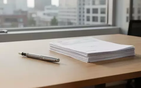 Ein minimalistischer Schreibtisch mit einem Füllfederhalter und leeren Dokumenten in einem hellen Büro. - Foto: über boerse-global.de