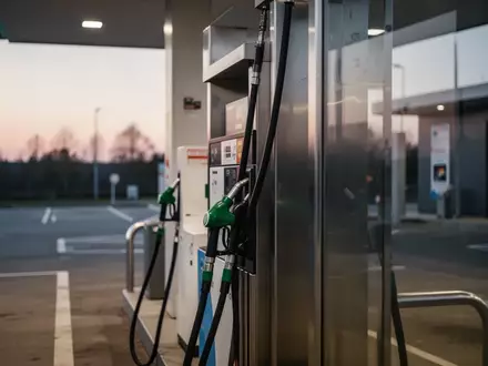 Moderne Zapfsäulen an einer leeren Tankstelle bei Dämmerung. - Foto: über boerse-global.de