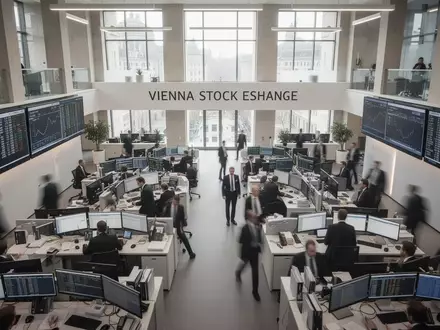Blick auf das Wiener Börsengebäude mit Geschäftsleuten in einer professionellen Arbeitsumgebung. - Foto: über boerse-global.de