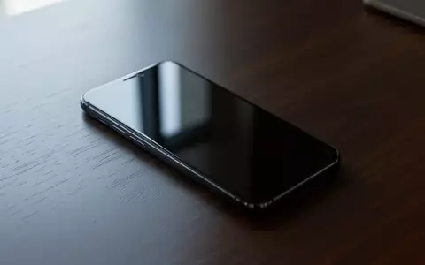 Ein modernes Smartphone mit ausgeschaltetem, dunklem Display auf einem hölzernen Schreibtisch. - Foto: über boerse-global.de