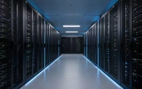 Moderne Serverräume in einem Rechenzentrum mit blau beleuchteten Server-Racks. - Foto: über boerse-global.de
