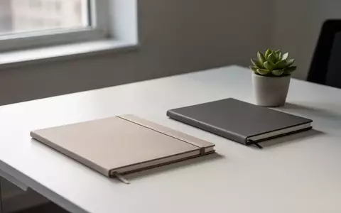 Ein aufgeräumter Schreibtisch mit einem Notizbuch und einer kleinen Pflanze bei natürlichem Tageslicht. - Foto: über boerse-global.de
