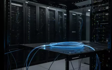 Dunkler Serverraum mit leuchtenden Glasfaserkabeln als Symbol für ein massives Datenleck. - Foto: über boerse-global.de