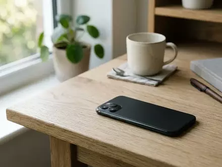 Ein modernes Smartphone liegt auf einer minimalistischen Schreibtischoberfläche bei natürlichem Licht. - Foto: über boerse-global.de