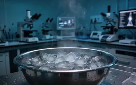 Ein metallisches Becken mit Eiswasser in einem klinischen Laborumfeld zur Messung der Schmerztoleranz. - Foto: über boerse-global.de