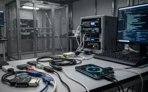 Laborumgebung für IT-Forensik mit Spezialhardware und einem isolierten Smartphone zur Datenwiederherstellung. - Foto: über boerse-global.de