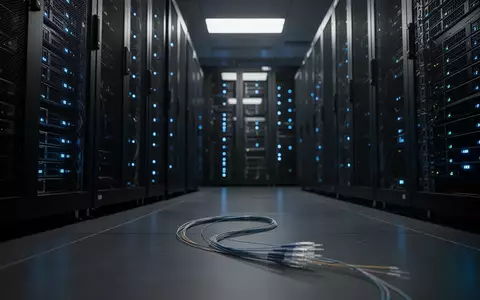 Serverraum mit dunklen Metall-Serverracks und blau leuchtenden Statusanzeigen in einer Behörden-Infrastruktur. - Foto: über boerse-global.de