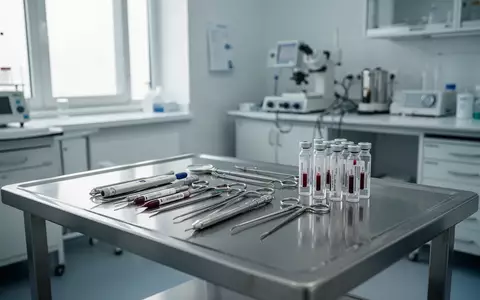 Medizinische Diagnoseinstrumente und leere Probenröhrchen in einem hellen, sterilen Laborraum. - Foto: über boerse-global.de