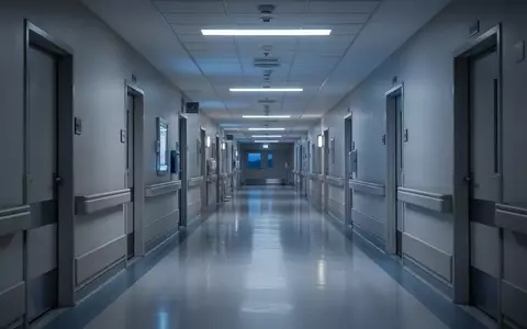 Leerer, steriler Krankenhausflur bei Dämmerlicht mit reflektierenden Bodenflächen und kühler Beleuchtung. - Foto: über boerse-global.de