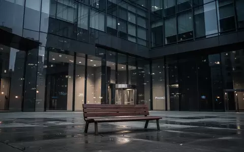 Moderne Bankfassade in der Dämmerung mit einer leeren Sitzbank im Vordergrund. - Foto: über boerse-global.de
