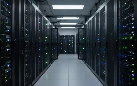 Ein moderner, professioneller Serverraum mit beleuchteten Schaltschränken in einer staatlichen IT-Infrastruktur. - Foto: über boerse-global.de