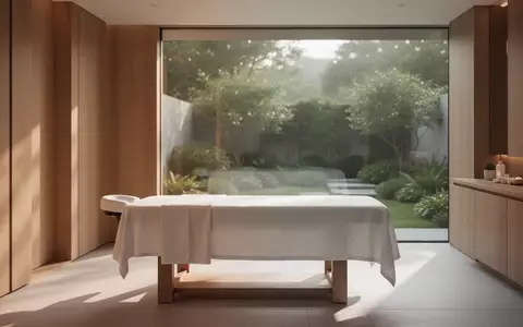 Ein minimalistischer Behandlungsraum in einem Wellness-Resort mit einer leeren Massageliege in natürlichem Licht. - Foto: über boerse-global.de