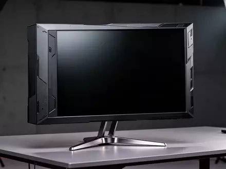 Ein moderner Gaming-Monitor auf einem minimalistischen Schreibtisch in einem professionellen Studio-Setting. - Foto: über boerse-global.de
