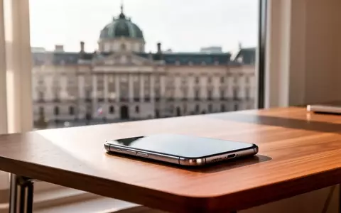 Ein modernes Smartphone auf einem minimalistischen Schreibtisch vor einem unscharfen europäischen Regierungsgebäude. - Foto: über boerse-global.de