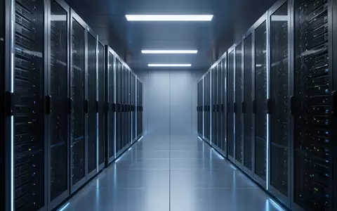 Ein moderner Serverraum mit blauer Beleuchtung und symmetrischen Server-Racks in einer professionellen IT-Umgebung. - Foto: über boerse-global.de