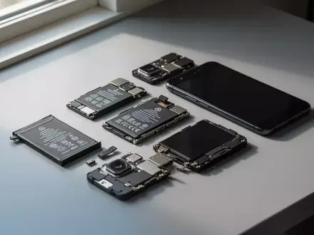 In Einzelteile zerlegtes modulares Smartphone auf einer hellen Arbeitsfläche. - Foto: über boerse-global.de