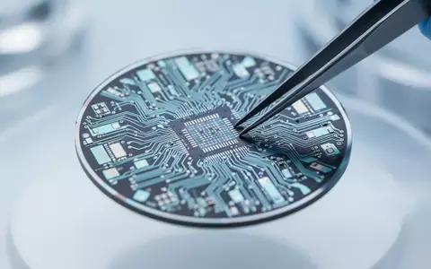 Ein moderner Silizium-Wafer mit Mikrochip-Strukturen in einer sterilen Reinraumumgebung. - Foto: über boerse-global.de
