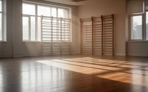 Ein heller, minimalistischer Trainingsraum für Selbstverteidigung mit Holzboden und Sprossenwand im sanften Tageslicht. - Foto: über boerse-global.de