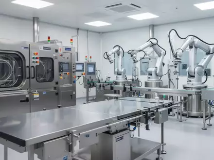 Ein steriler Raum für die Aufbereitung chirurgischer Instrumente mit modernen Robotik-Elementen und technischer Ausstattung. - Foto: über boerse-global.de