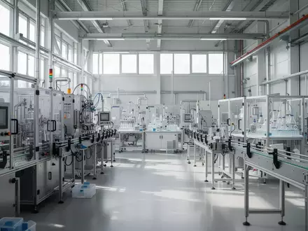 Moderne Produktionshalle in einem deutschen Industrieunternehmen mit hochwertigen Maschinen und natürlichem Lichteinfall. - Foto: über boerse-global.de