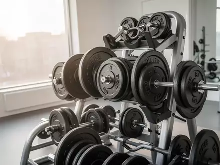 Professionelle Hantelscheiben in einem modernen, lichtdurchfluteten Fitnessstudio als Symbol für gesundes Krafttraining. - Foto: über boerse-global.de