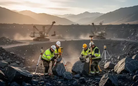 Ein professionelles Foto eines Graphit-Tagebaus bei Sonnenuntergang mit Geologen im Vordergrund. - Foto: über boerse-global.de