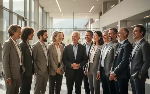 Eine diverse Gruppe von Menschen steht in einem hellen, modernen Gebäude in der Schweiz zusammen. - Foto: über boerse-global.de