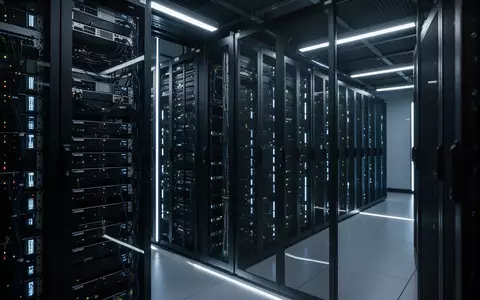 Modernes Server-Rechenzentrum mit beleuchteten Server-Racks in einer professionellen IT-Umgebung. - Foto: über boerse-global.de