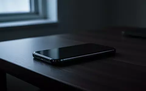 Ein dunkler, minimalistischer Arbeitsplatz mit einem auf dem Display liegenden Smartphone in einer nachdenklichen, schattigen Atmosphäre. - Foto: über boerse-global.de