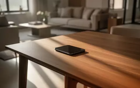 Ein Smartphone liegt auf einem Holztisch in einem modern eingerichteten indischen Wohnraum bei natürlichem Lichteinfall. - Foto: über boerse-global.de