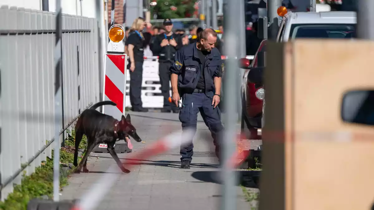 Ein Spürhund war im Einsatz. - Bild: Peter Kneffel/dpa