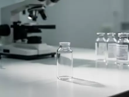 Medizinische Laborausrüstung mit Glasfläschchen auf einer sterilen Oberfläche zur Erforschung von Alterungsprozessen. - Foto: über boerse-global.de