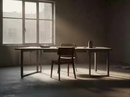 Ein leerer Schreibtisch in einem minimalistischen Büro mit einfallendem Tageslicht. - Foto: über boerse-global.de