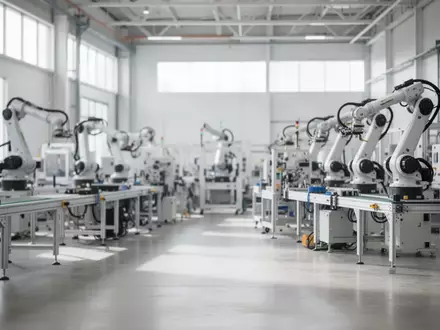 Eine moderne, helle Industriehalle für die Produktion mit technischer Fertigungsanlage im Hintergrund. - Foto: über boerse-global.de