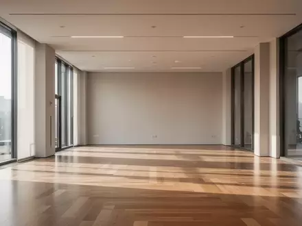 Ein heller, minimalistischer Trainingsraum mit Holzboden und natürlichem Lichteinfall ohne Personen oder Geräte. - Foto: über boerse-global.de