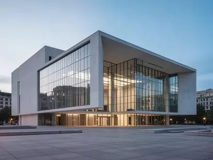 Moderne Architektur eines Regierungsgebäudes in der Abenddämmerung. - Foto: über boerse-global.de