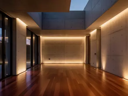 Modernes, minimalistisches Interieur mit indirekter, warmer Beleuchtung und klaren architektonischen Linien. - Foto: über boerse-global.de