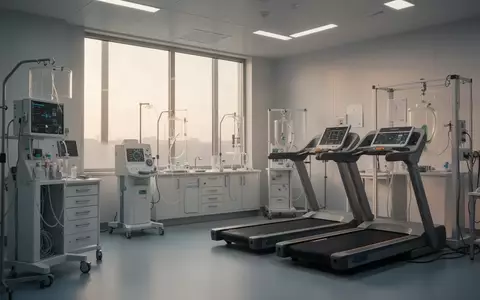 Ein modernes, minimalistisches sportwissenschaftliches Labor mit professionellen Diagnosegeräten und einem Laufband. - Foto: über boerse-global.de