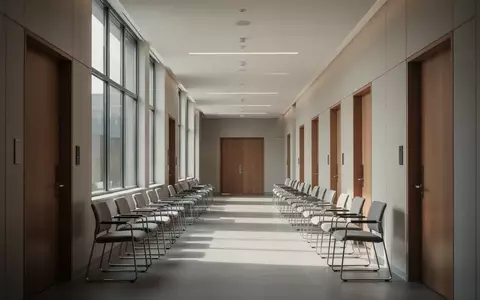 Ein leerer, modern gestalteter Flur in einem öffentlichen Verwaltungsgebäude mit hellem Tageslicht. - Foto: über boerse-global.de