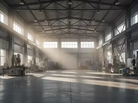 Eine leere, modern gestaltete Industriehalle mit hohen Decken und einfallendem Tageslicht. - Foto: über boerse-global.de