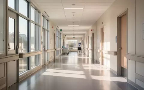 Ein heller, moderner Klinikflur mit großen Fenstern und poliertem Boden in einer Rehabilitationsabteilung. - Foto: über boerse-global.de