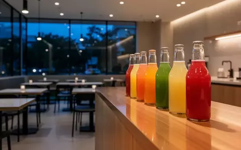Modernes Café mit leeren Tischen und einer Auswahl an alkoholfreien Getränken auf einem Tresen. - Foto: über boerse-global.de