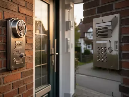 Eine Türsprechanlage an einer Hausfassade in einer ruhigen Wohngegend. - Foto: über boerse-global.de