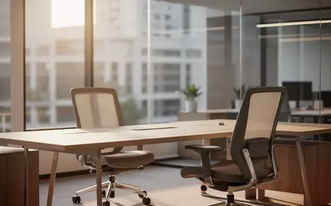 Ein minimalistischer Arbeitsplatz mit einem leeren Schreibtisch und weichem Tageslicht in einem modernen Büro. - Foto: über boerse-global.de