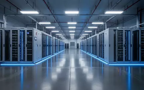 Moderne, technologische Industrieanlage mit Server-Racks und blauer Beleuchtung in einer chinesischen Produktionsstätte. - Foto: über boerse-global.de