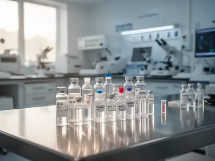 Ein steriler medizinischer Laborraum mit Glasphiolen auf einer Edelstahloberfläche, symbolisch für die Nierendiagnostik. - Foto: über boerse-global.de