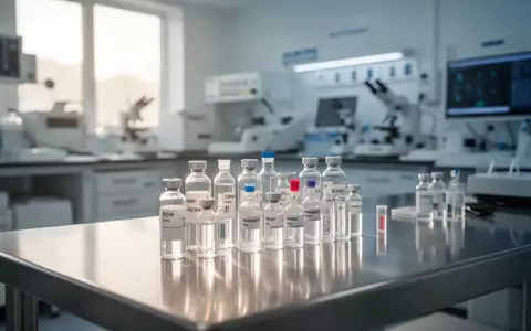 Ein steriler medizinischer Laborraum mit Glasphiolen auf einer Edelstahloberfläche, symbolisch für die Nierendiagnostik. - Foto: über boerse-global.de
